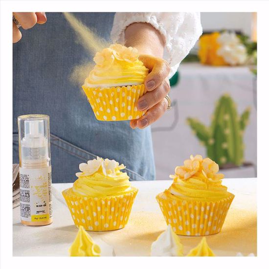 Obrazek PAPILOTKA DO MUFFINEK POLKA ŻÓŁTA W BIAŁE GROSZKI OP.90SZT