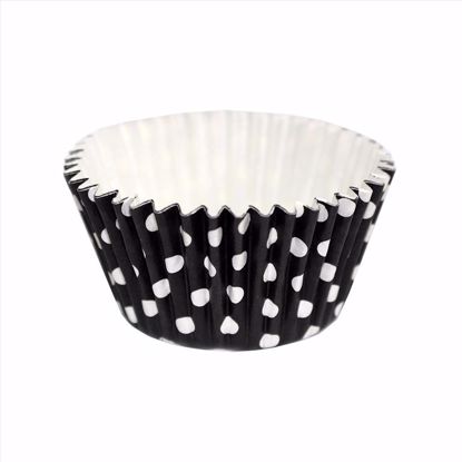 Obrazek PAPILOTKA DO MUFFINEK POLKA W BIAŁE GROSZKI CZARNA OP.90SZT
