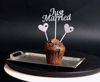 Obrazek PIKERY PAPIEROWE "JUST MARRIED" SREBRNE GODAN 