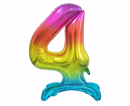 Obrazek BALON FOLIOWY CYFRA STOJĄCA "4" TĘCZOWA GODAN