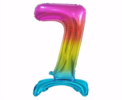 Obrazek BALON FOLIOWY CYFRA STOJĄCA "7" TĘCZOWA GODAN