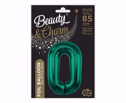 Obrazek BALON FOLIOWY - "0" ZIELEŃ BUTELKOWA 85CM GODAN 