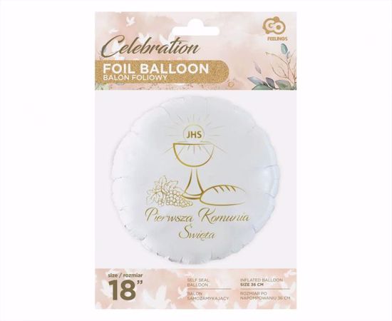 Obrazek BALON FOLIOWY "PIERWSZA KOMUNIA ŚW." 18"FG-OPKK GODAN 